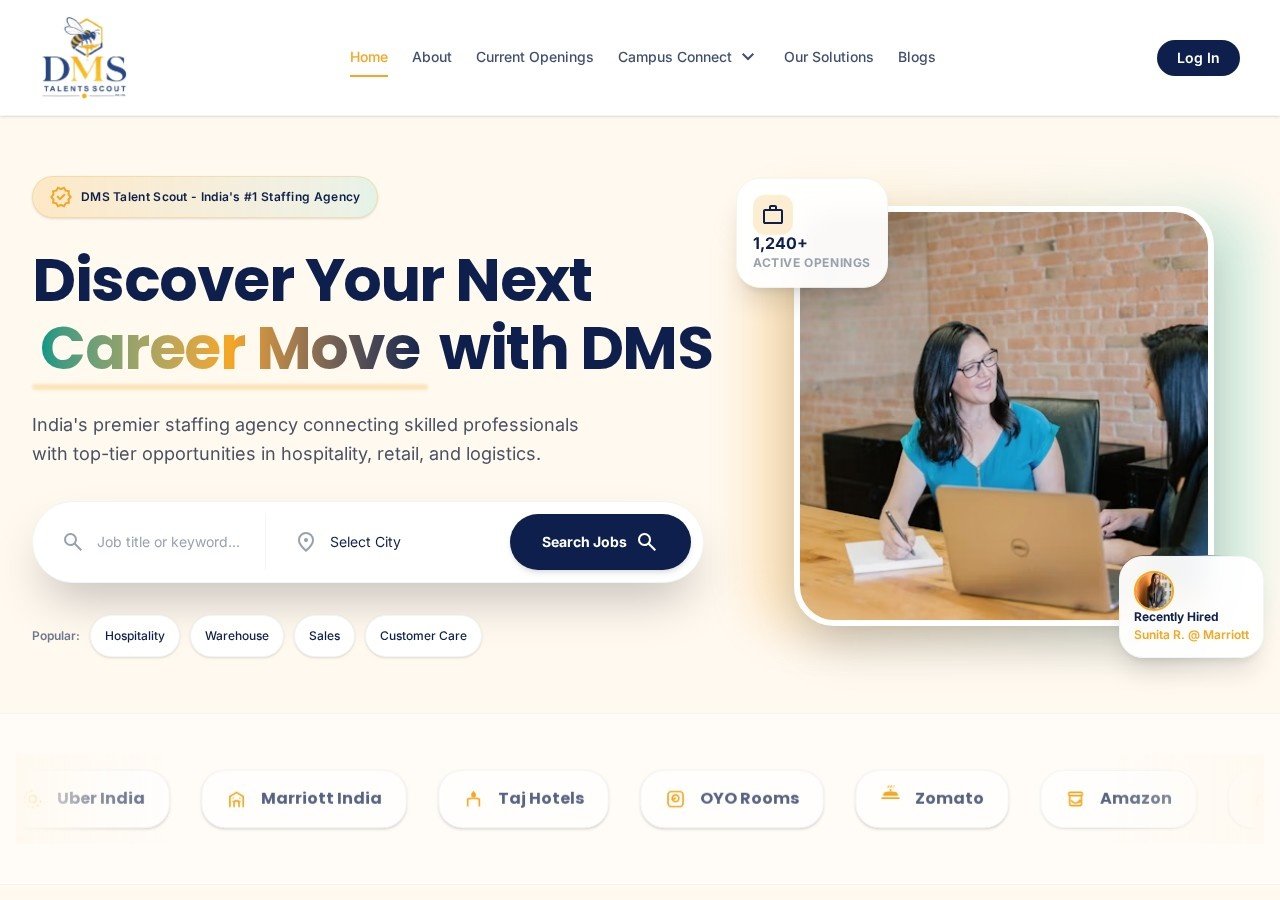 DMS Talent Scout website screenshot