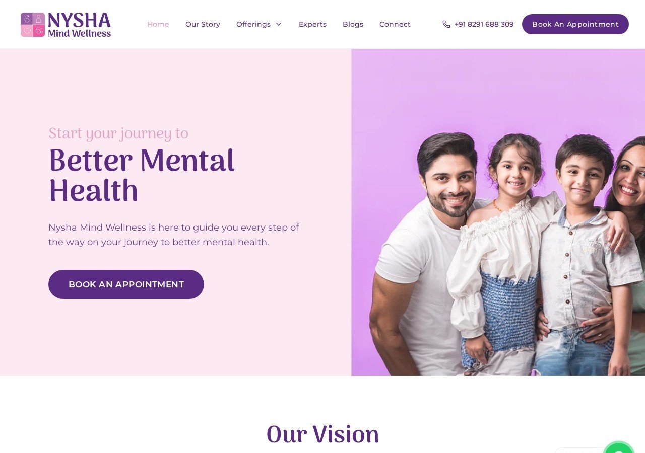 Nysha Mind Wellness website screenshot