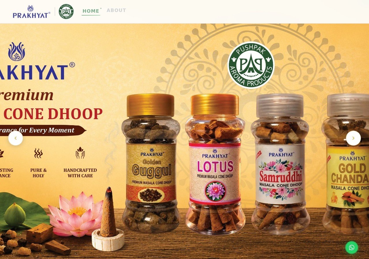 Prakhyat Agarbatti website screenshot